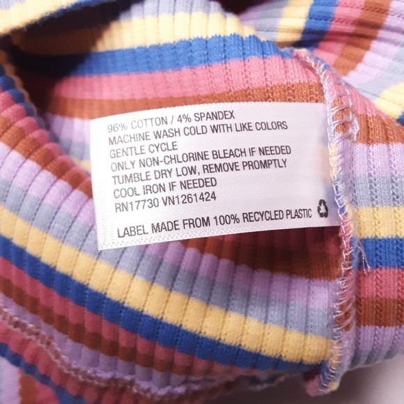 Wild Fable Womens Knit Crop Top Multicolor Stripe Long Sleeve Size Small - Picture 7 of 8